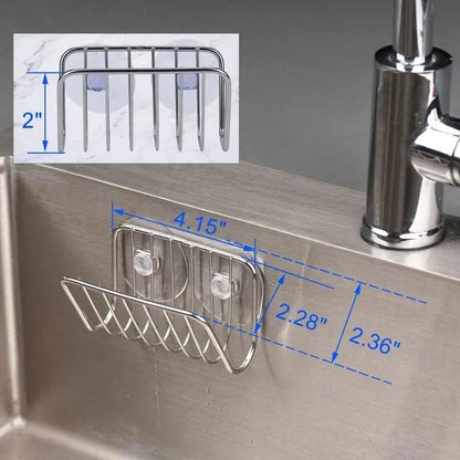 Stainless Steel Sponge Holder For Kitchen Sink With Suction Cups 5