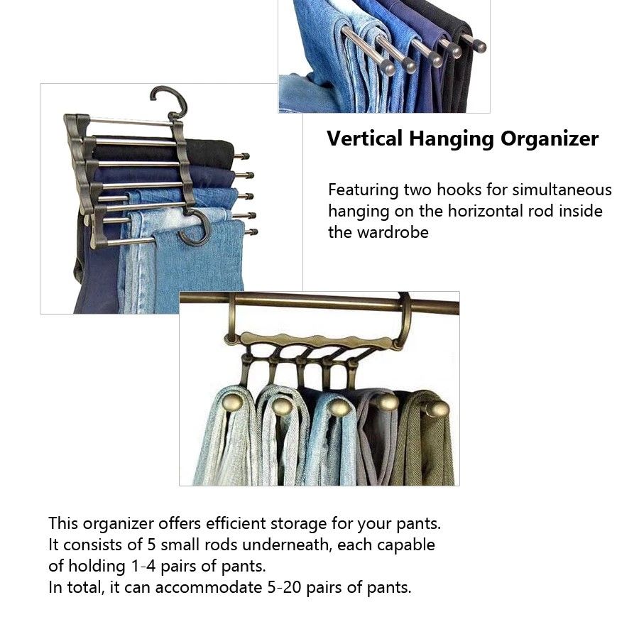 SmartSpace MultiLayer Folding Pants Rack  Wardrobe Clip Organizer 2
