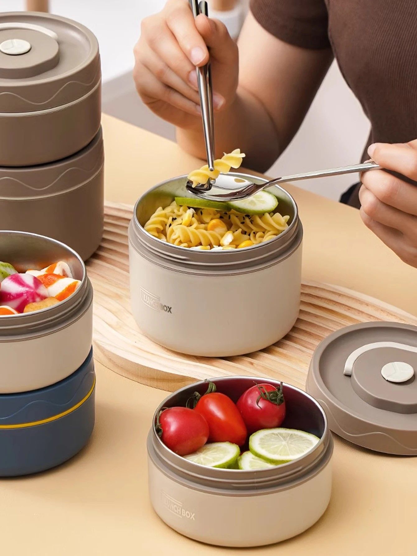 Premium Trio Stainless Steel Insulated Lunch Set  Microwavesafe Leakproof Food Container Bundle 4