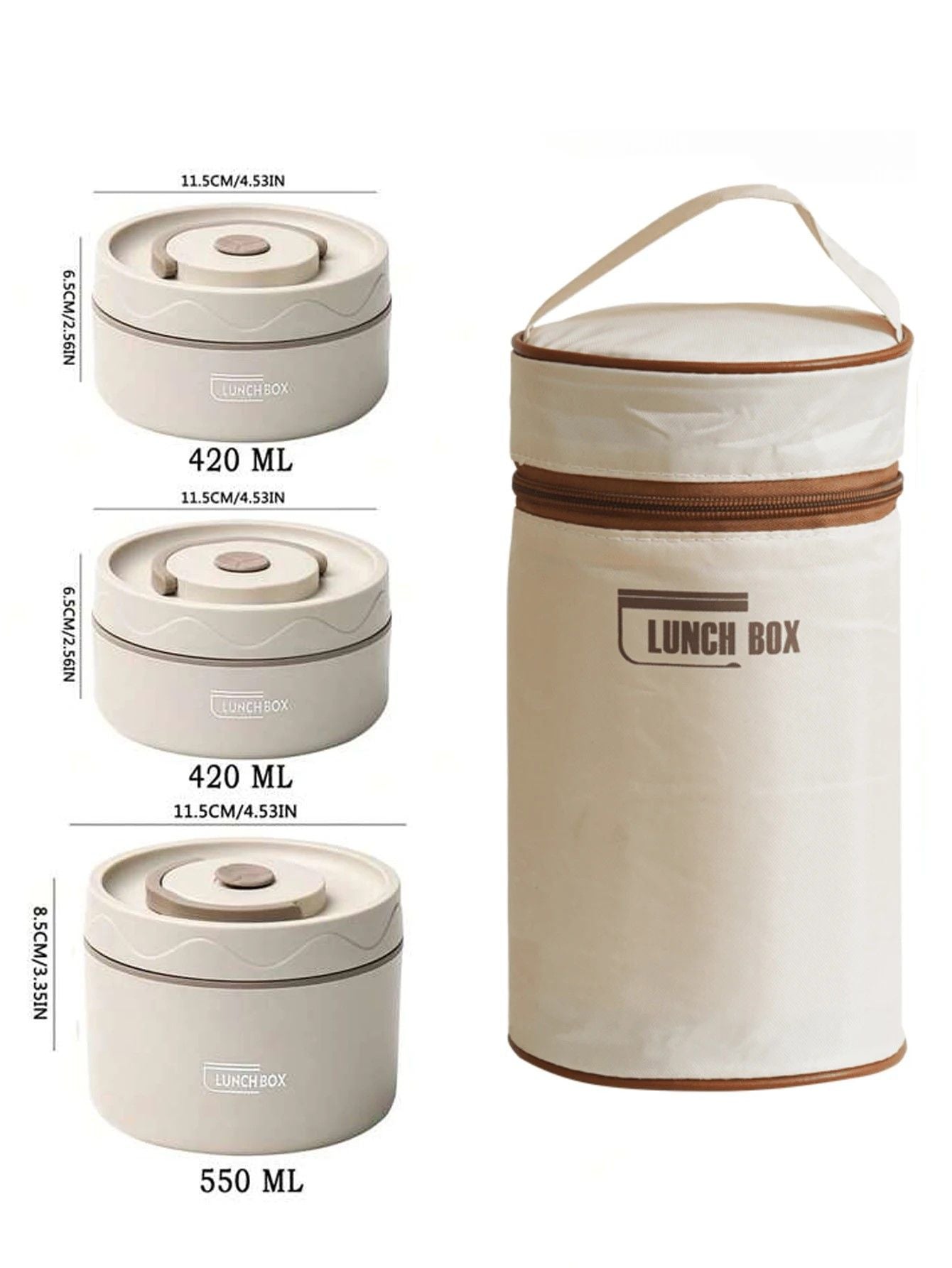 Premium Trio Stainless Steel Insulated Lunch Set  Microwavesafe Leakproof Food Container Bundle 1