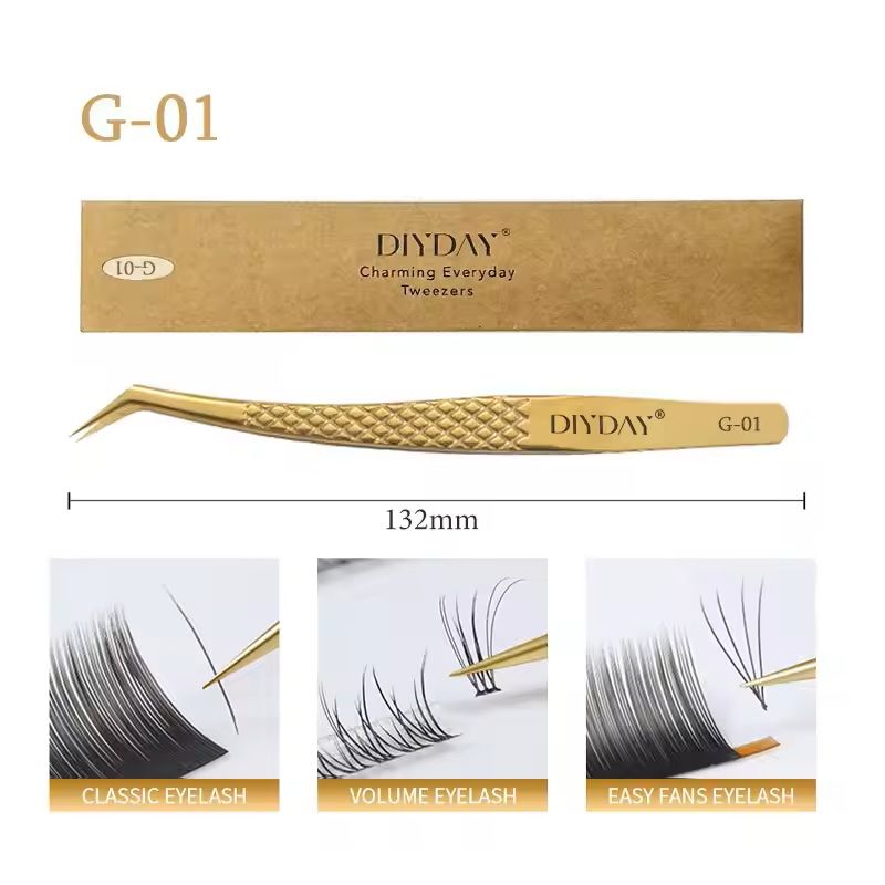 Reusable Stainless Steel Eyelash Extension Tweezers With Fiber Tip 2