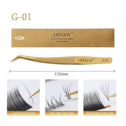 Reusable Stainless Steel Eyelash Extension Tweezers With Fiber Tip 2