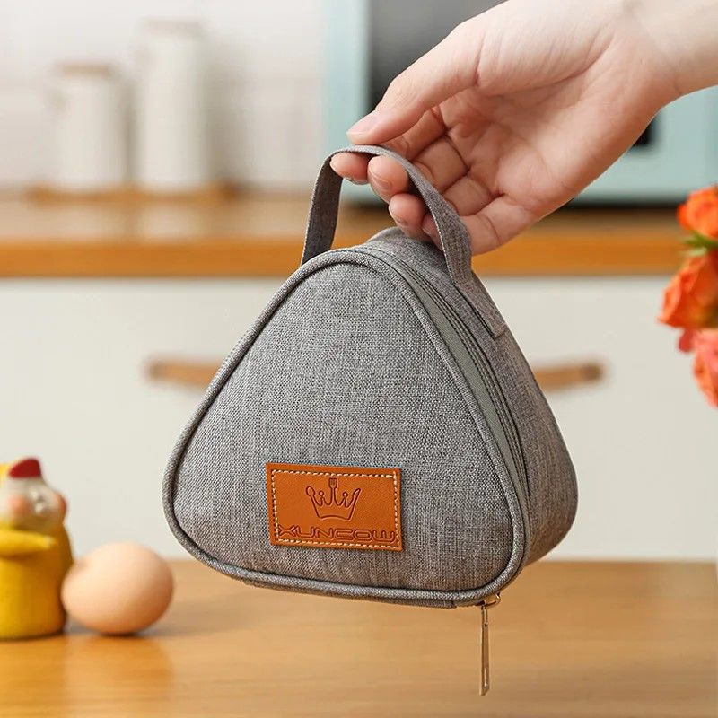Compact Insulated Triangular Lunch Bag  Portable AluminumFoil Dinner Tote 9