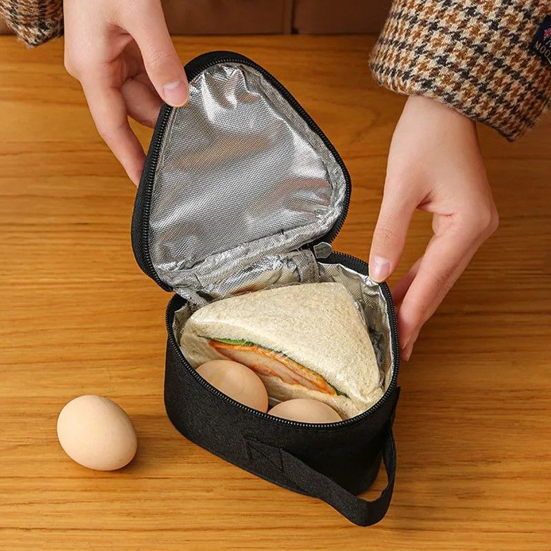 Compact Insulated Triangular Lunch Bag  Portable AluminumFoil Dinner Tote 5