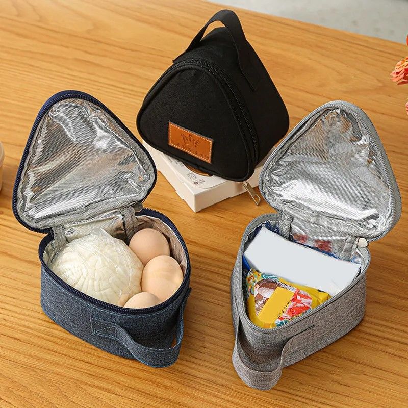 Compact Insulated Triangular Lunch Bag  Portable AluminumFoil Dinner Tote 11