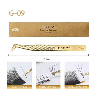 Reusable Stainless Steel Eyelash Extension Tweezers with Fiber Tip
