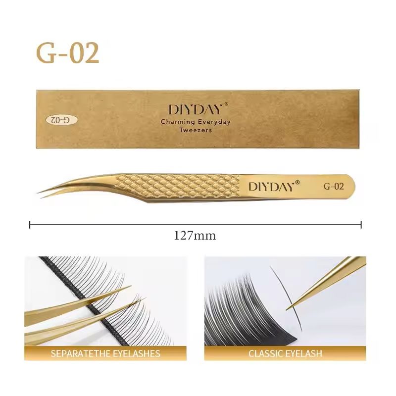 Reusable Stainless Steel Eyelash Extension Tweezers With Fiber Tip 10