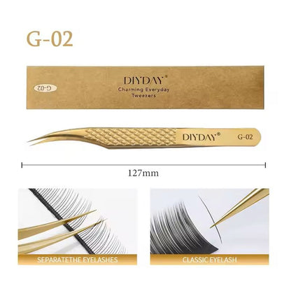 Reusable Stainless Steel Eyelash Extension Tweezers With Fiber Tip 10