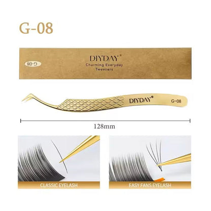 Reusable Stainless Steel Eyelash Extension Tweezers With Fiber Tip 15