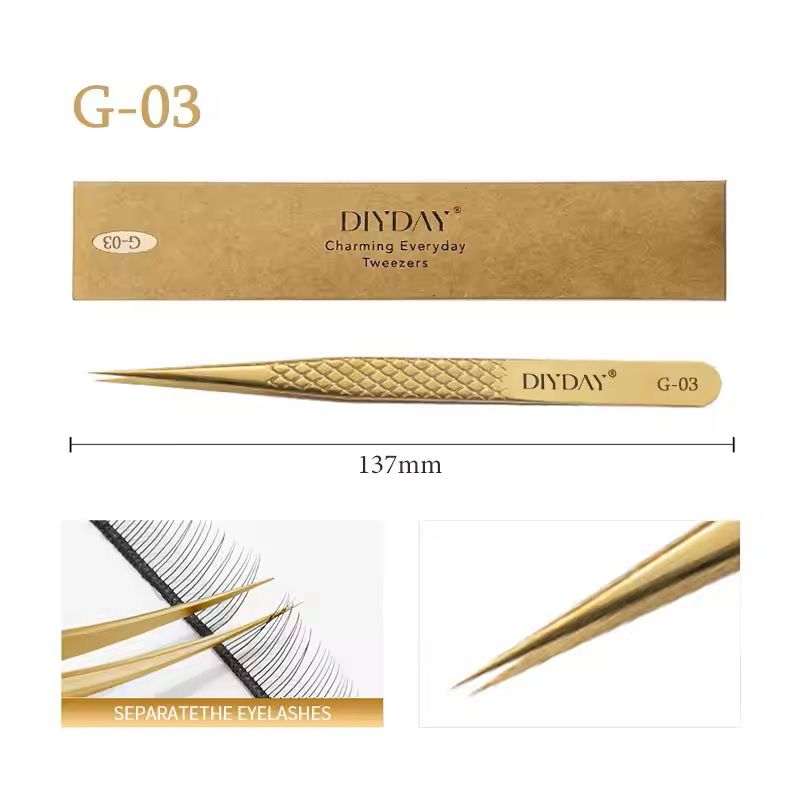 Reusable Stainless Steel Eyelash Extension Tweezers With Fiber Tip 17