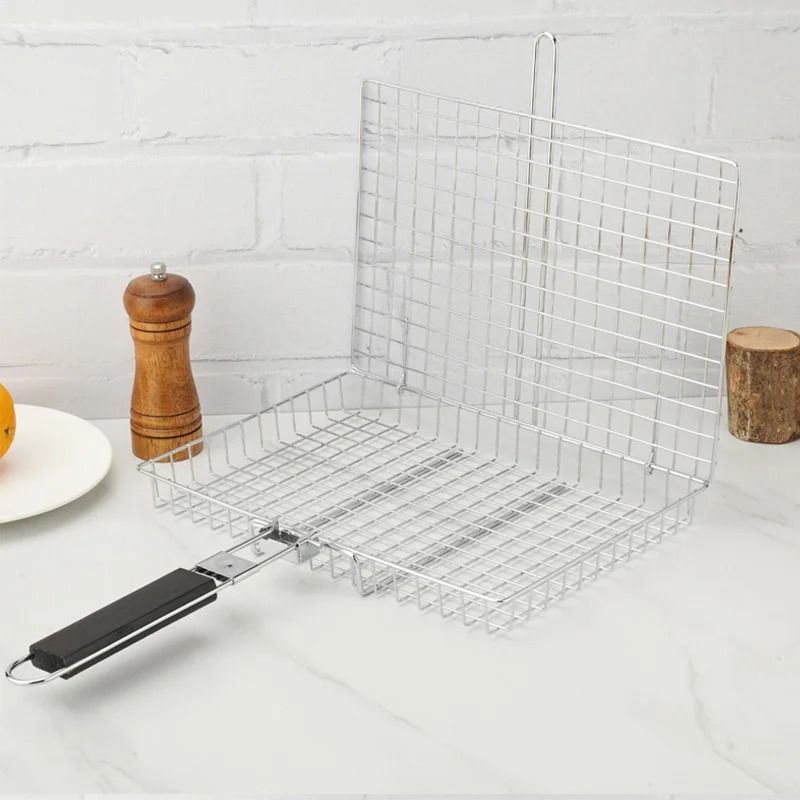 Foldable BBQ Grill Basket With Lid For Chicken Fish And Vegetables 1