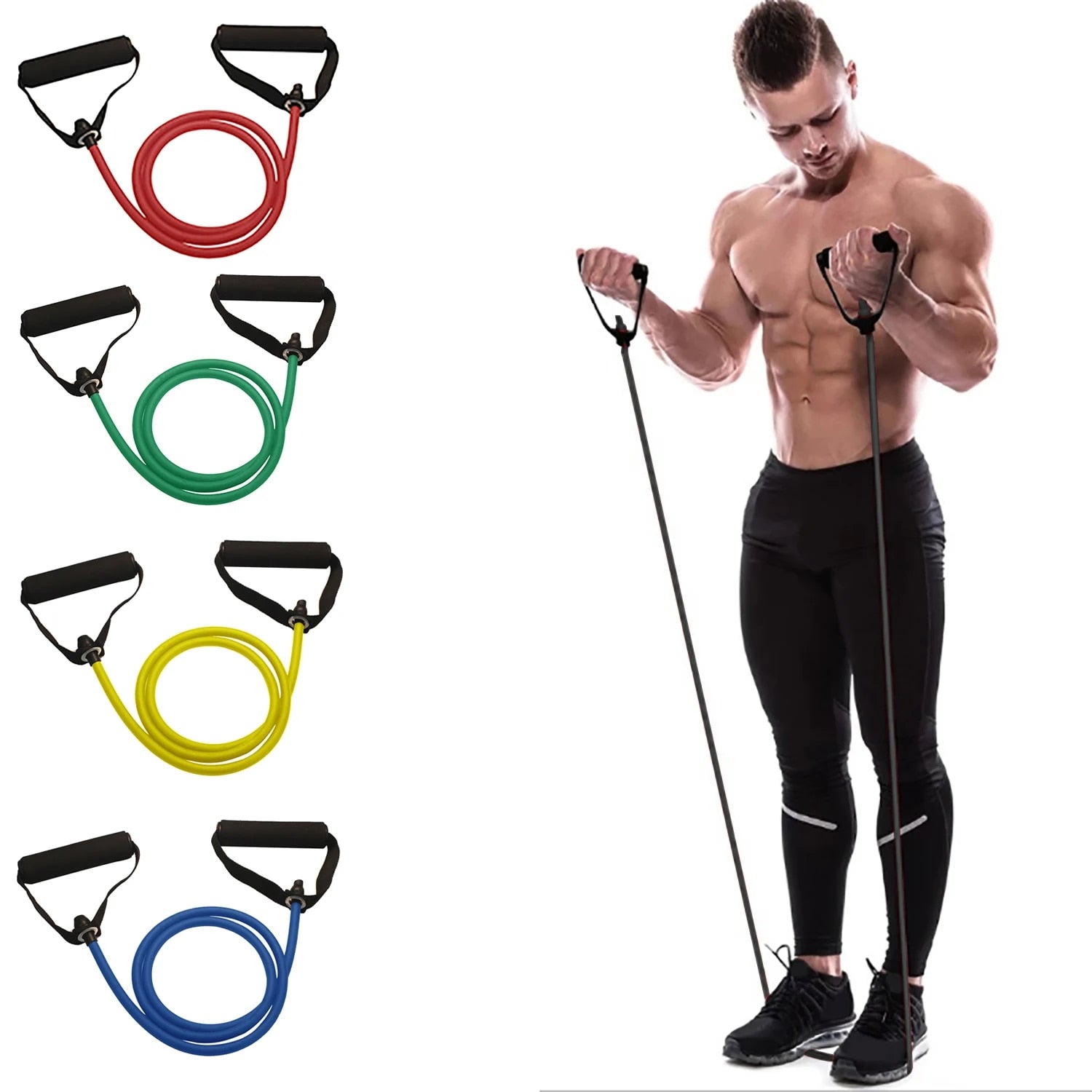 Resistance Bands With Handles, Strength Training Equipment At Home, Workout Bands With Handles For Men Women