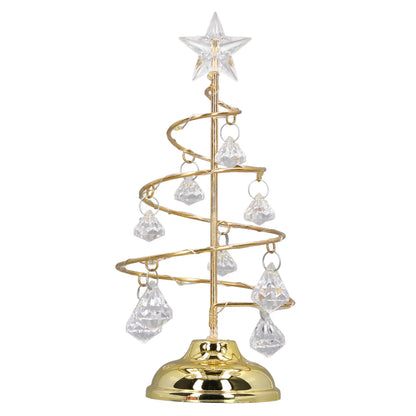 LED Christmas Tree, Warm Light Crystal Lamp, Decorative Iron Tree, Golden Night Light Ornament for Gift