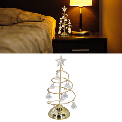 LED Christmas Tree Warm Light Crystal Lamp Decorative Iron Tree Golden Night Light Ornament For Gif 2