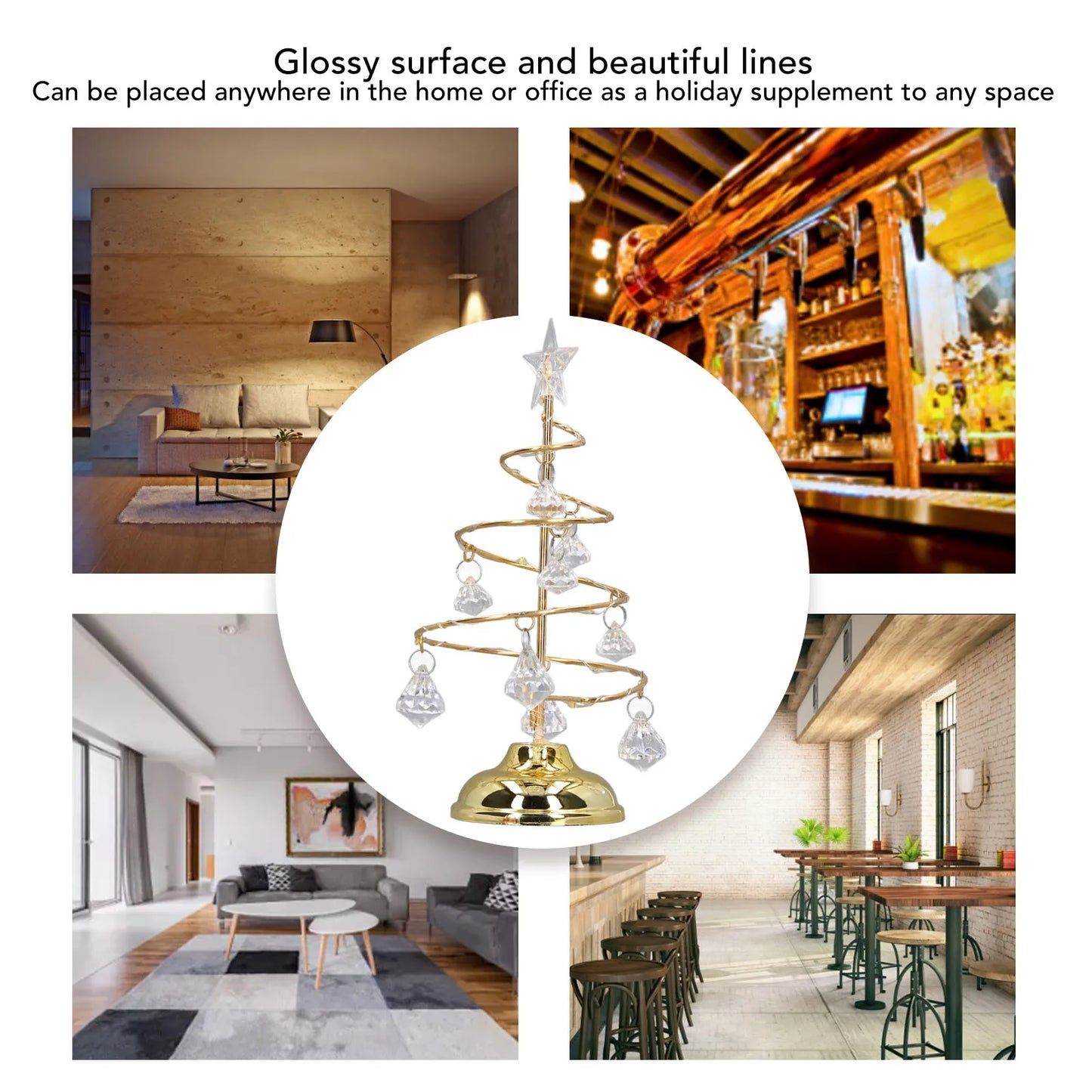 LED Christmas Tree Warm Light Crystal Lamp Decorative Iron Tree Golden Night Light Ornament For Gif 3