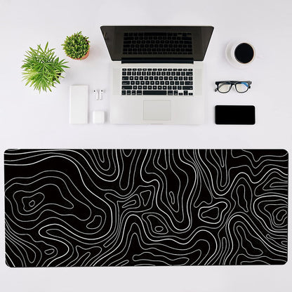 Gaming Mouse Pad, Topographic Mouse Pad, Large Keyboard Pad, Black and White Mouse Pad for Keyboard