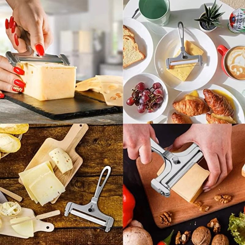 Premium Adjustable Cheese Slicer  Aluminum Alloy Wire Cutter For Soft  SemiHard Cheese 6
