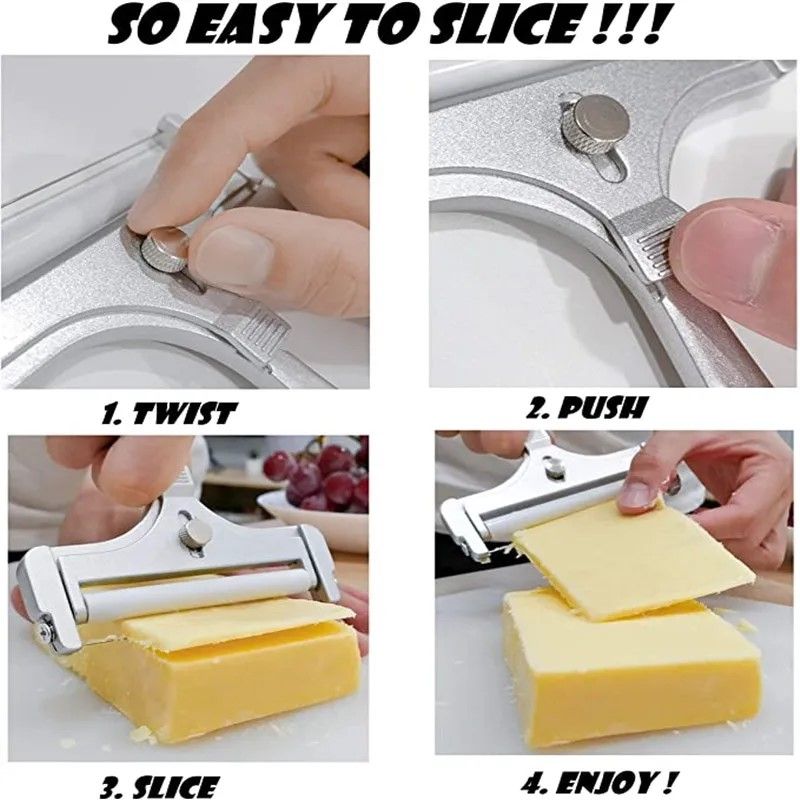 Premium Adjustable Cheese Slicer  Aluminum Alloy Wire Cutter For Soft  SemiHard Cheese 9