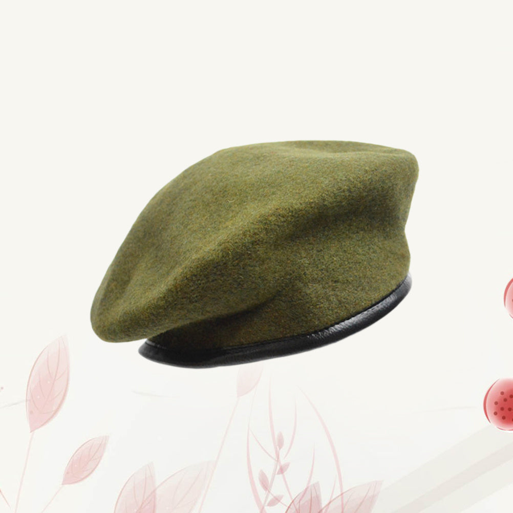 Spring Autumn Army Green Driving Peaked Cap, Men Women Warm Fashion Lightweight, Unisex Adjustable Pure Wool Beret Hat