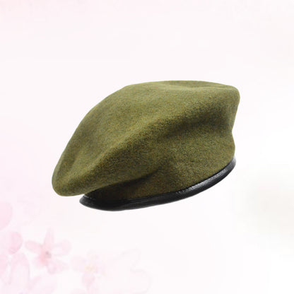Spring Autumn Army Green Driving Peaked Cap, Men Women Warm Fashion Lightweight, Unisex Adjustable Pure Wool Beret Hat