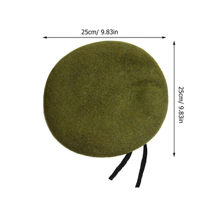 Spring Autumn Army Green Driving Peaked Cap, Men Women Warm Fashion Lightweight, Unisex Adjustable Pure Wool Beret Hat