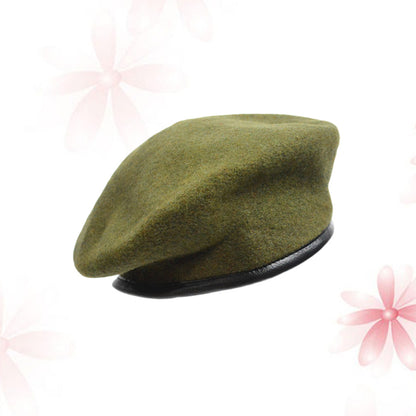Spring Autumn Army Green Driving Peaked Cap, Men Women Warm Fashion Lightweight, Unisex Adjustable Pure Wool Beret Hat