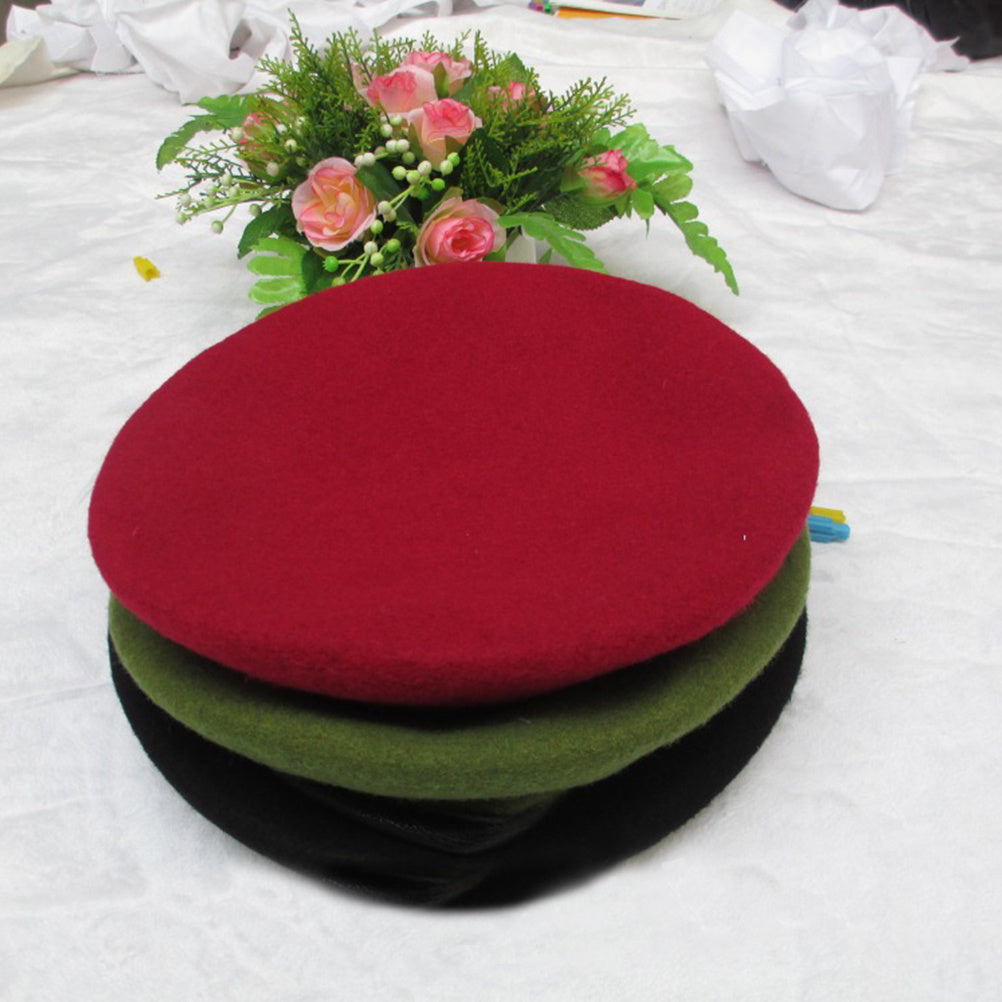 Spring Autumn Army Green Driving Peaked Cap, Men Women Warm Fashion Lightweight, Unisex Adjustable Pure Wool Beret Hat