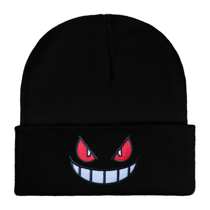 American Anime Cartoon Embroidered Hat, Knitted Autumn Winter Warm Wool Hat, Cartoon Embroidered Beanies, Gengar Beanies
