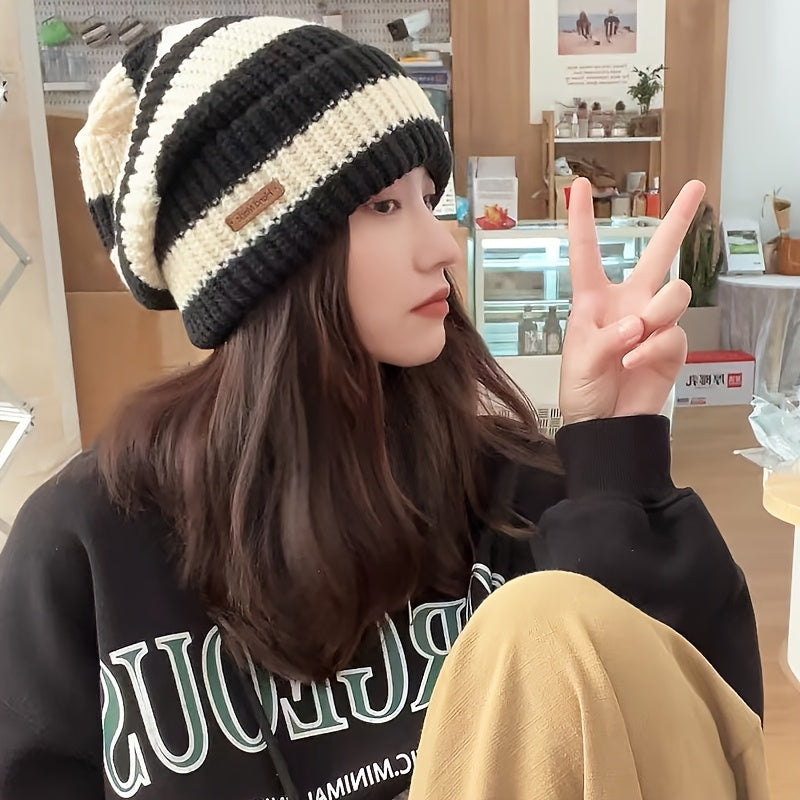 Warm Windproof Autumn Winter Hat Korean Fashion Striped Knitted Hat Trend Lightweight Hat For Men W 2