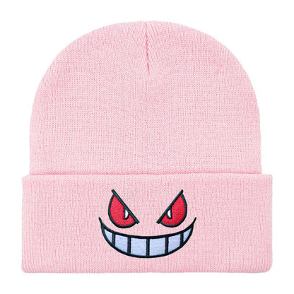 American Anime Cartoon Embroidered, Knitted Autumn Winter Warm Hat, 1pc Embroidered Knitted Hat Popular