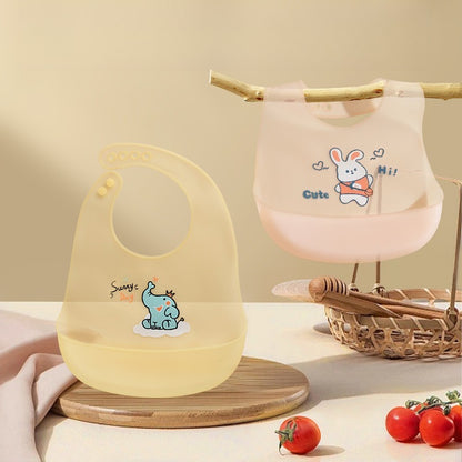 Kids Bib Girl Boy Adjustable Soft Silicone, Waterproof Baby Bibs, Baby Stuff Cute Cartoon Animal Printed Bib Baby