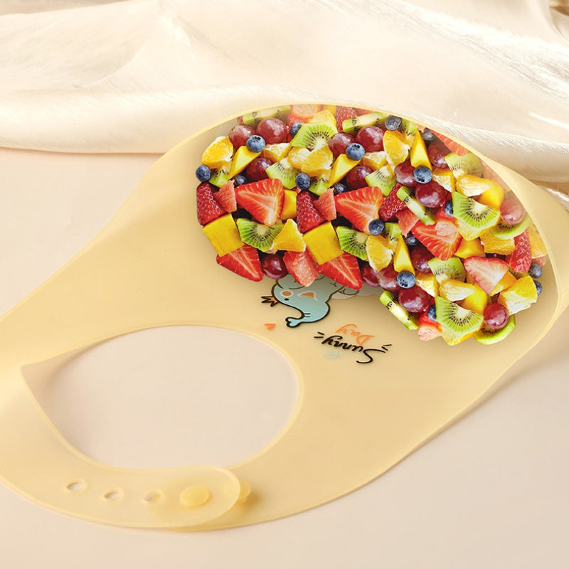 Kids Bib Girl Boy Adjustable Soft Silicone, Waterproof Baby Bibs, Baby Stuff Cute Cartoon Animal Printed Bib Baby