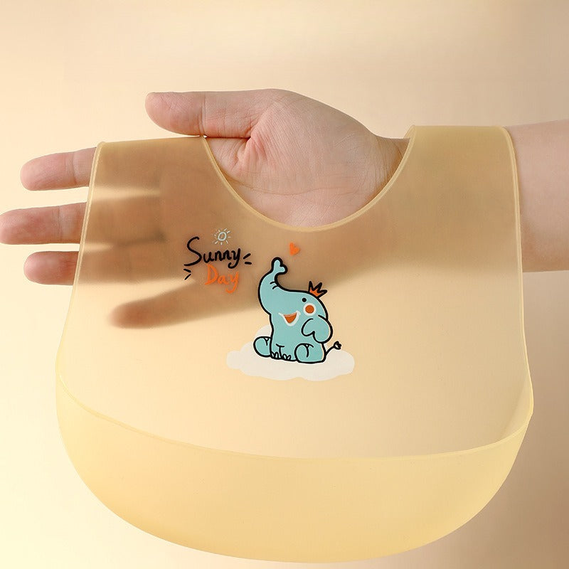 Kids Bib Girl Boy Adjustable Soft Silicone, Waterproof Baby Bibs, Baby Stuff Cute Cartoon Animal Printed Bib Baby