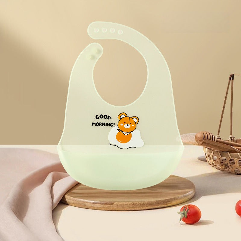 Kids Bib Girl Boy Adjustable Soft Silicone, Waterproof Baby Bibs, Baby Stuff Cute Cartoon Animal Printed Bib Baby
