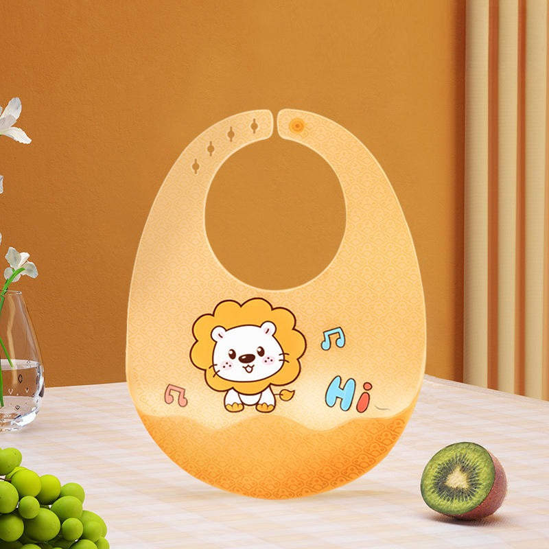 Kids Bib Girl Boy Adjustable Soft Silicone, Waterproof Baby Bibs, Baby Stuff Cute Cartoon Animal Printed Bib Baby
