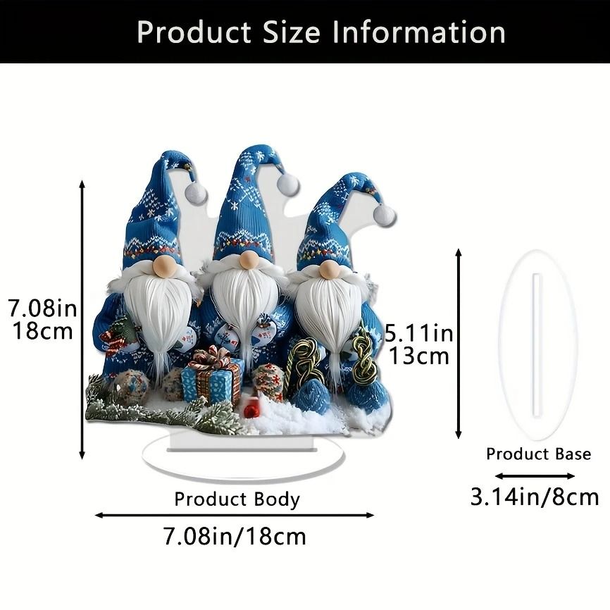 Festive Acrylic Christmas Gnomes Tabletop Decor Set 3 Pcs 3