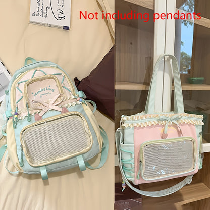 Two Piece Womens Bag Set Lightweight Cute Backpack Back To School Season Bag Lace Style Pain Bag Fo 7