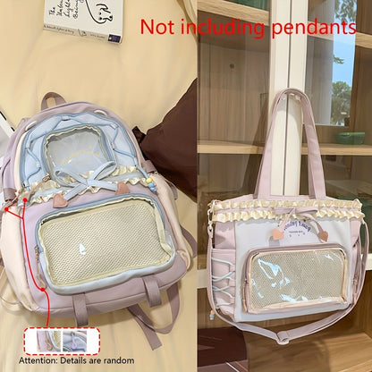Two Piece Womens Bag Set Lightweight Cute Backpack Back To School Season Bag Lace Style Pain Bag Fo 8