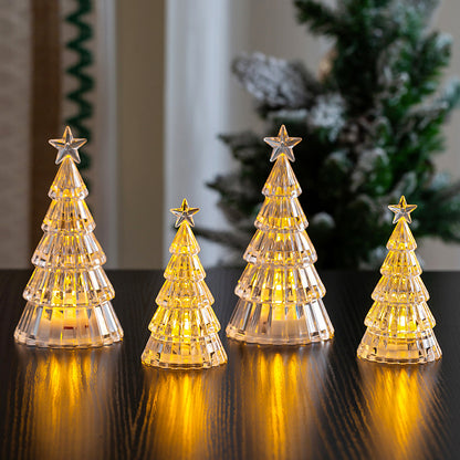 Christmas Decorations Mini Glowing Crystal Tree Desktop Ornaments, Creative Childrens Gift Lights