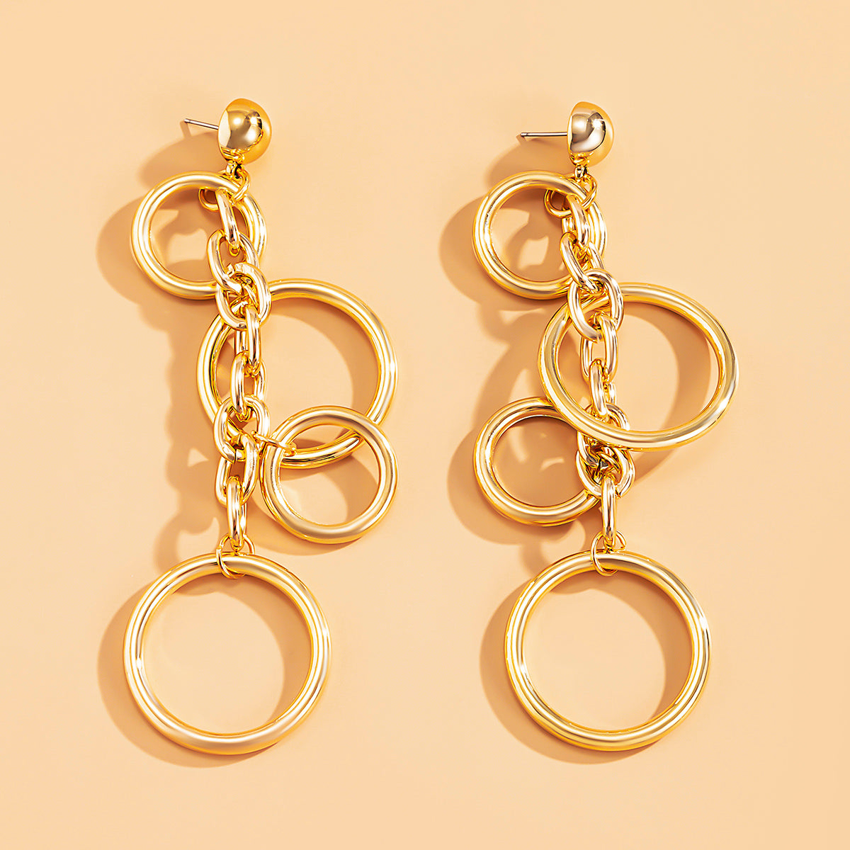 Fashion Statement Large Drop Earrings for Women, Punk Long Big Circle Link Chain Earrings, Hiphop Jewelry Gift