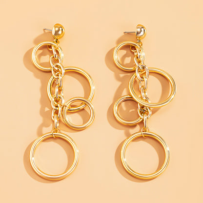 Fashion Statement Large Drop Earrings for Women, Punk Long Big Circle Link Chain Earrings, Hiphop Jewelry Gift