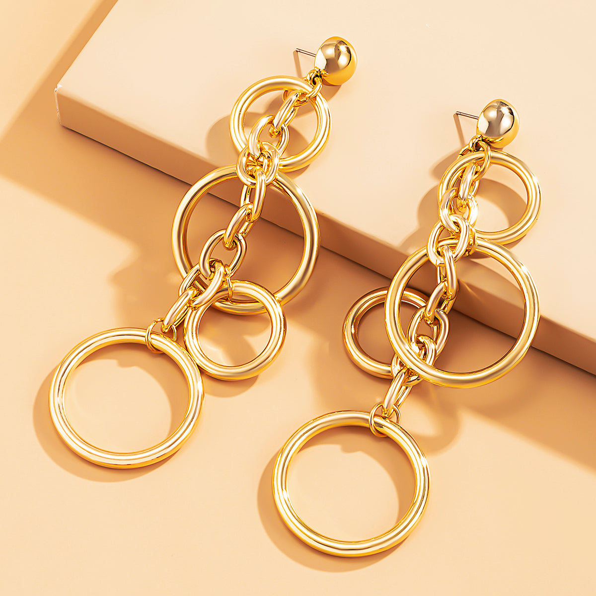 Fashion Statement Large Drop Earrings for Women, Punk Long Big Circle Link Chain Earrings, Hiphop Jewelry Gift