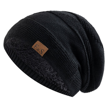 Slouchy Winter Hats, Fur Lined Beanie Cap for Men and Women, Warm Casual Knitted Winter Hats