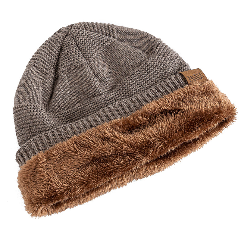 Slouchy Winter Hats, Fur Lined Beanie Cap for Men and Women, Warm Casual Knitted Winter Hats