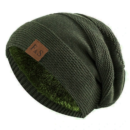 Slouchy Winter Hats, Fur Lined Beanie Cap for Men and Women, Warm Casual Knitted Winter Hats