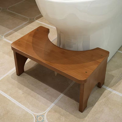 No Installation Bamboo Toilet Stool Non Slip Squatting Bathroom Footrest for Adults and Children