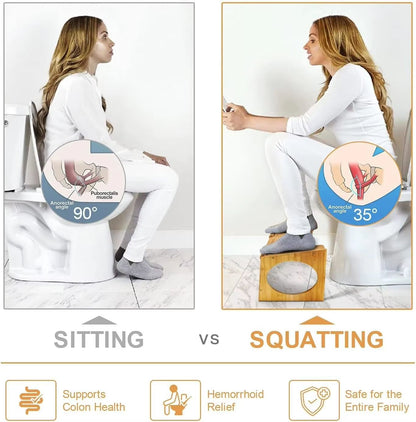 No Installation Bamboo Toilet Stool Non Slip Squatting Bathroom Footrest For Adults And Children 5