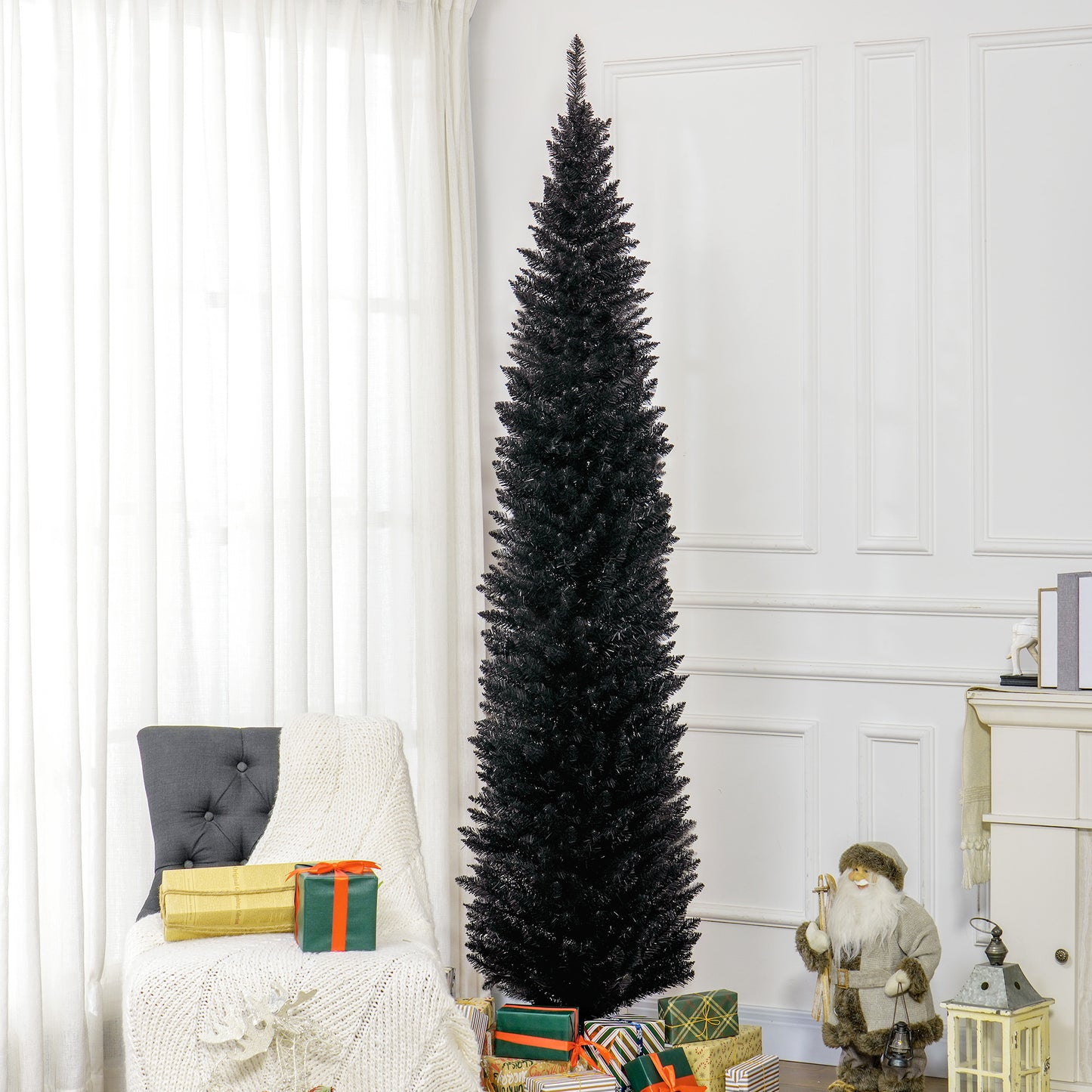 Artificial Christmas Tree Indoor Realistic Holiday Decoration, Black