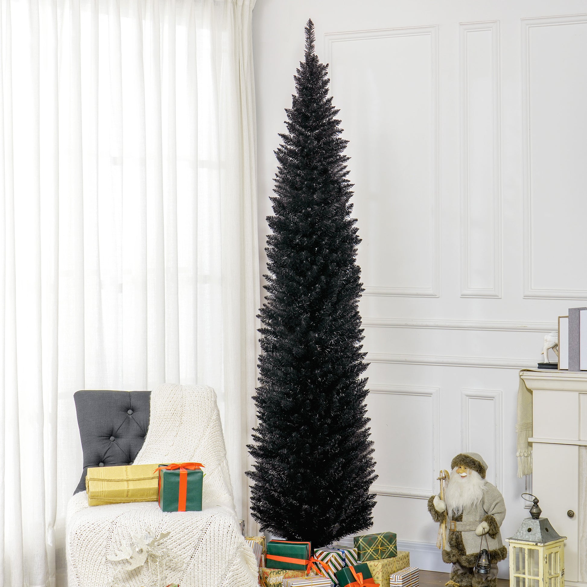 Artificial Christmas Tree Indoor Realistic Holiday Decoration, Black