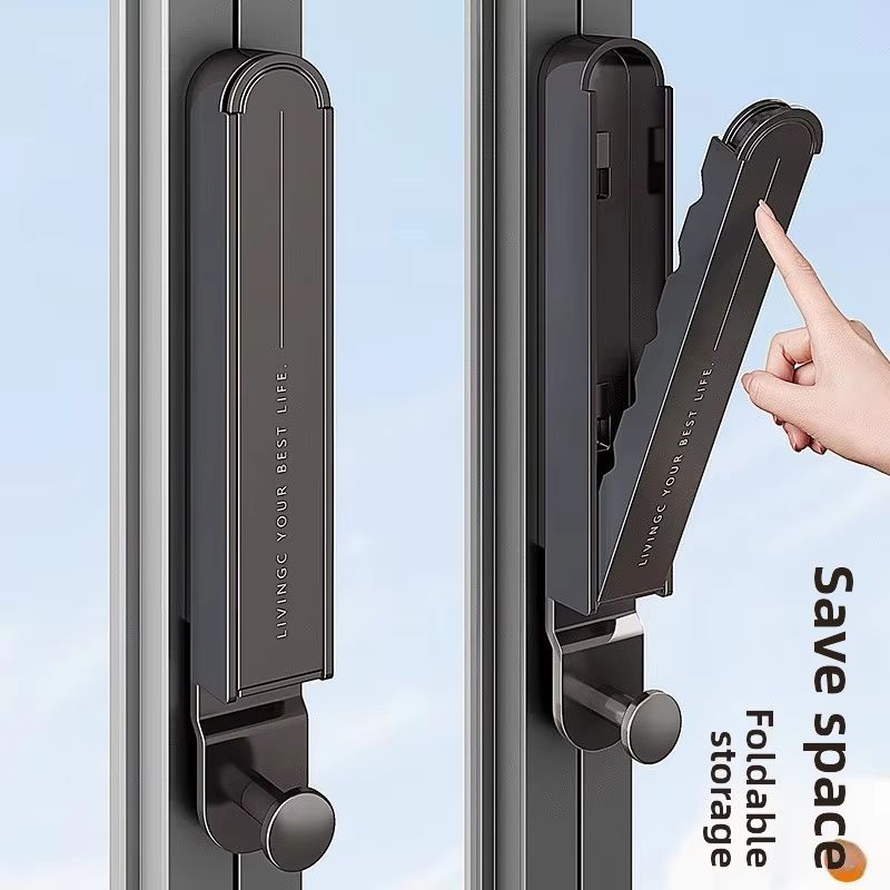 No Drilling Foldable Aerospace Aluminum Clothes Drying Rack For Balcony And Indoor Windows 1